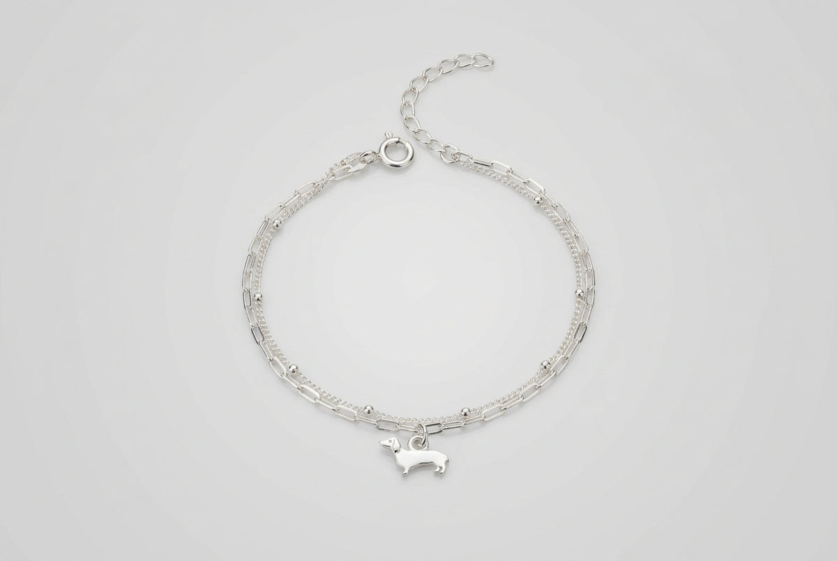 Sterling Silver Dachshund Bracelet.