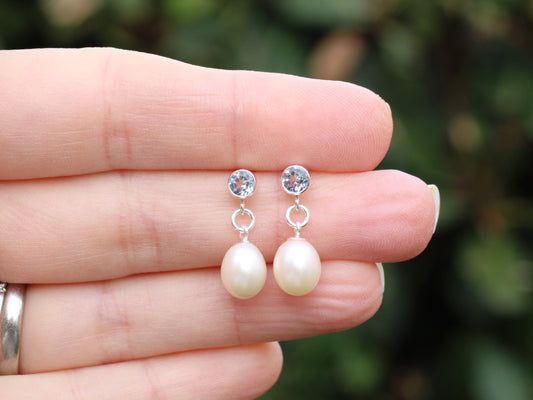 blue topaz and pearl earrings