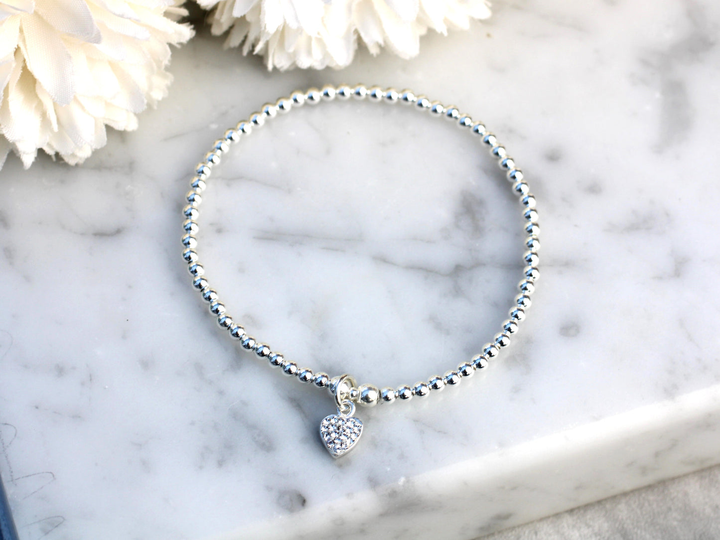 Crystal heart charm bracelet.