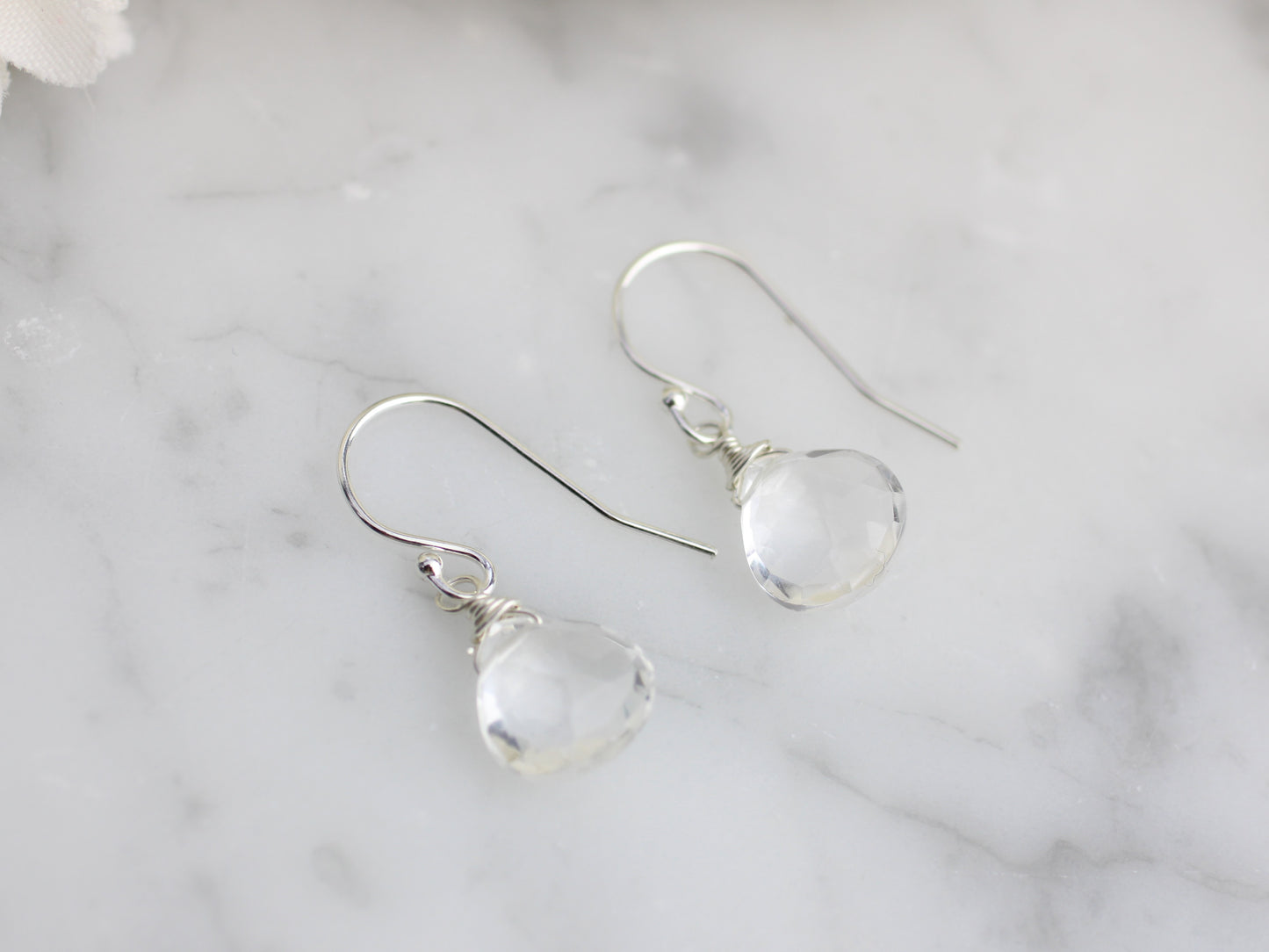 April birthstone earrings. Crystal quartz earrings.
