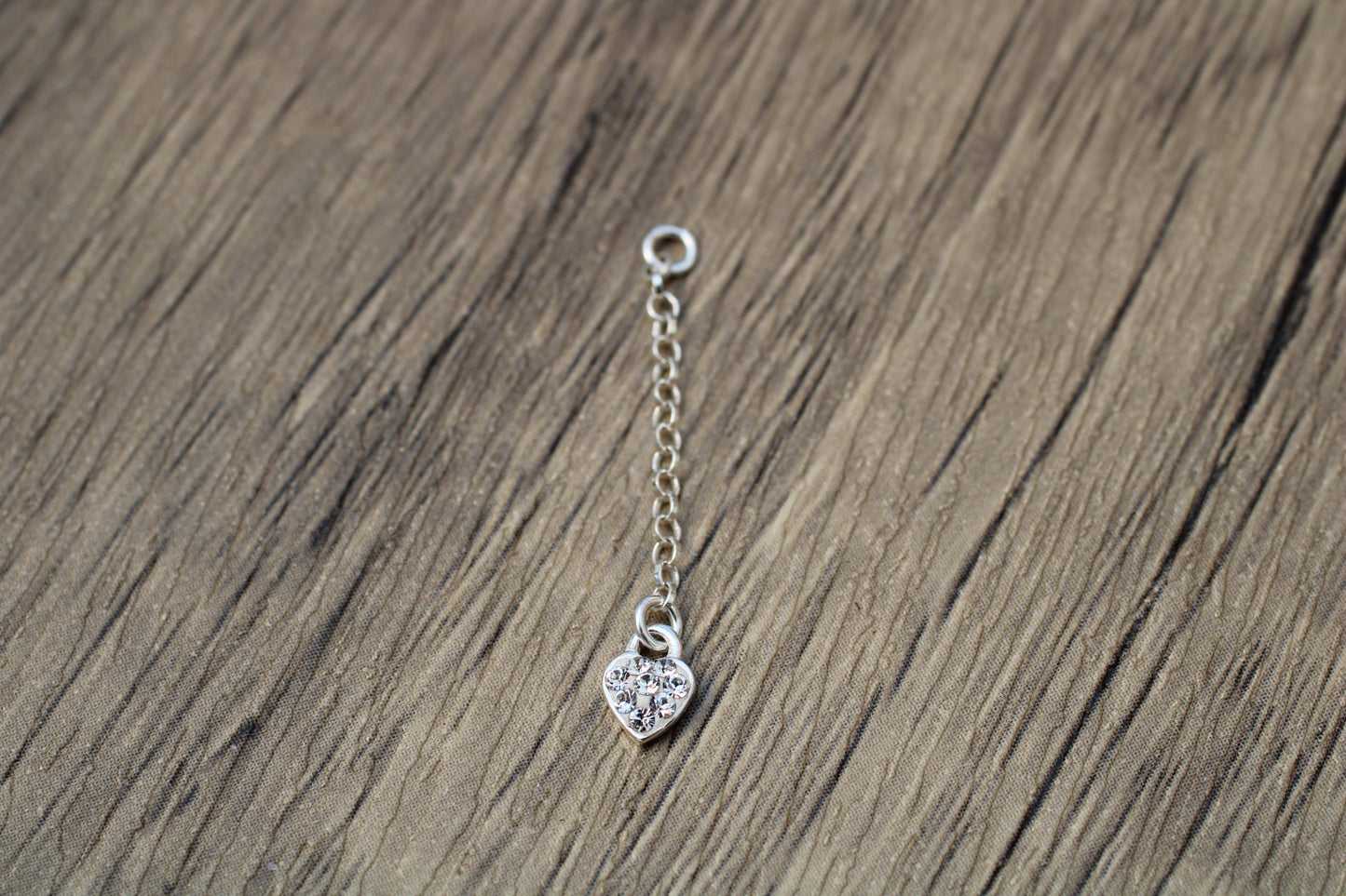 Sterling Silver Crystal Heart Earring Chain