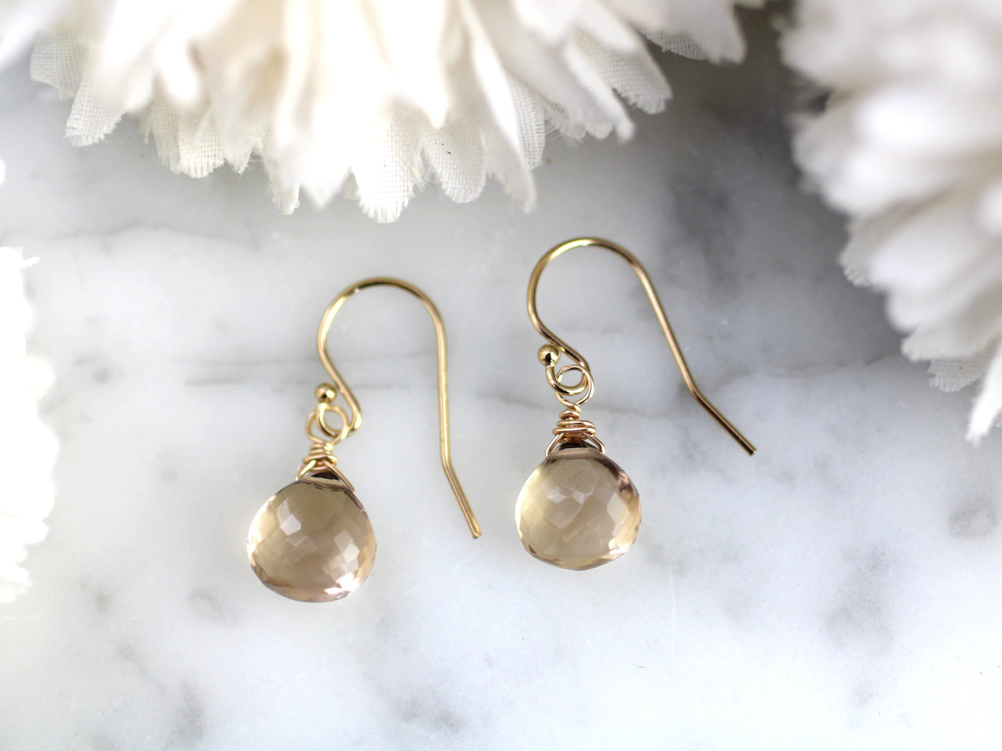 Citrine crystal earrings. November birthstone.