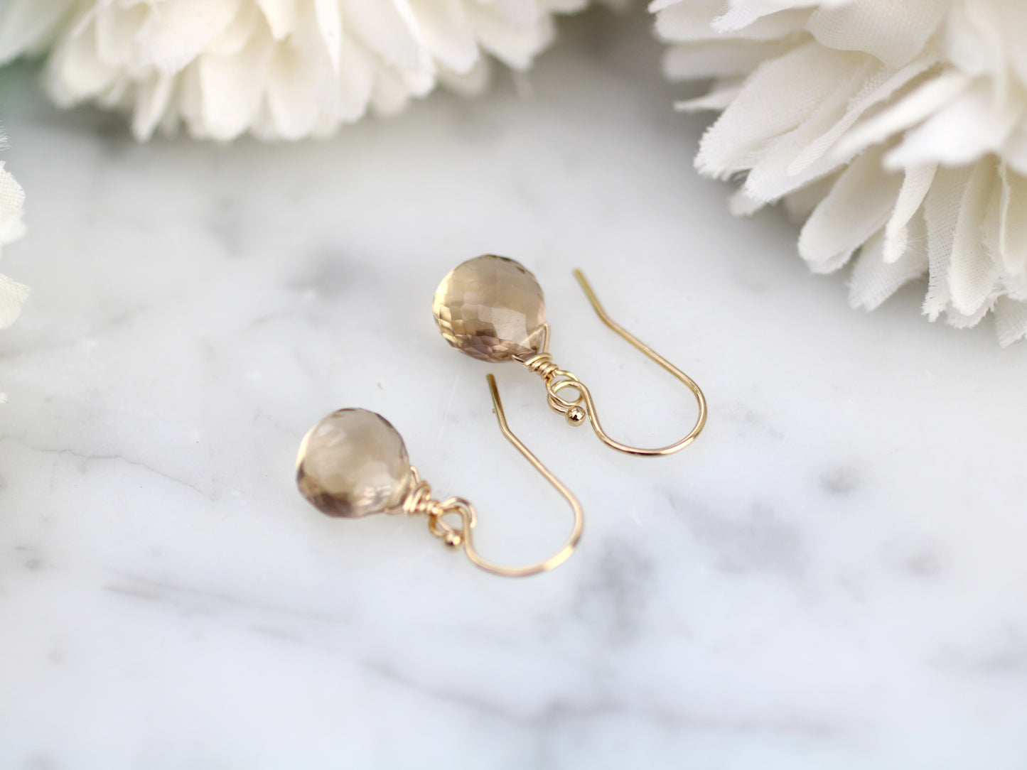 Citrine crystal earrings. November birthstone.