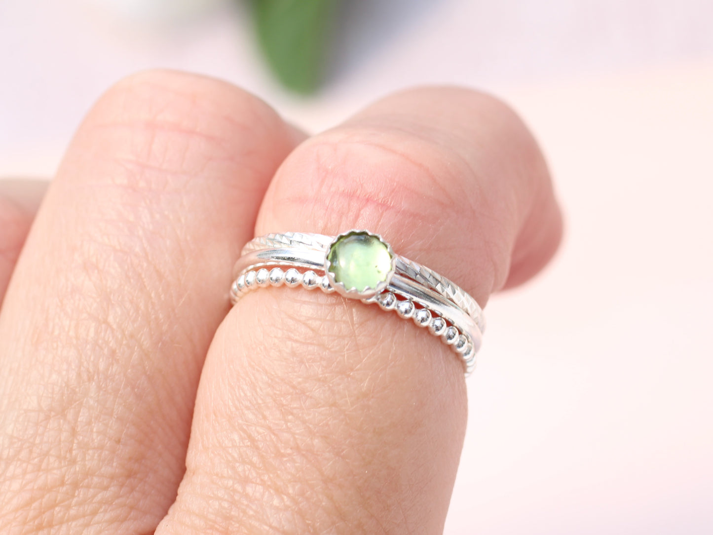 Sterling Silver Birthstone Stacking Rings – Handmade to Order