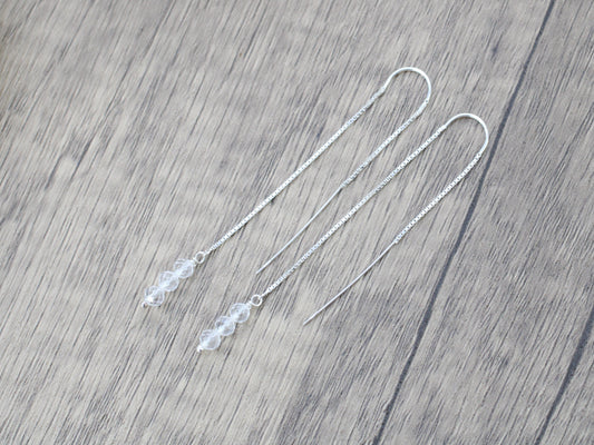crystal quartz threader earrings