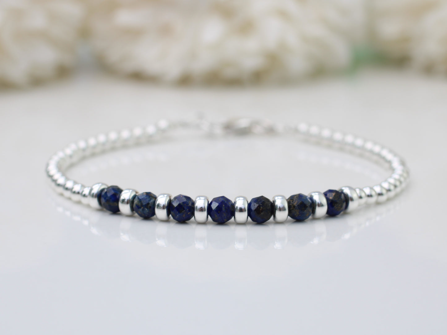 Lapis lazuli bracelet - personalised with any initial, number or zodiac sign.