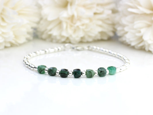 emerald anklet in sterling silver