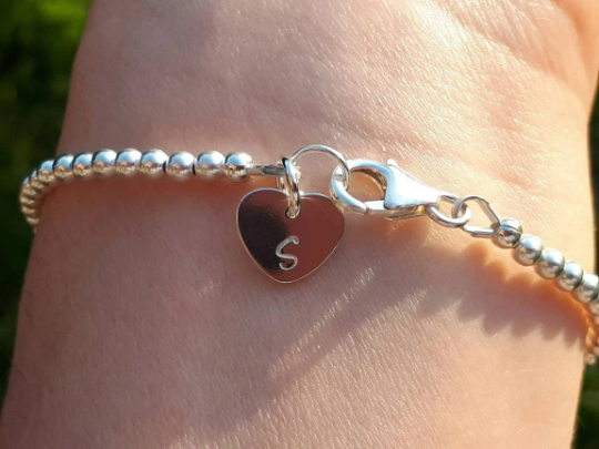 Sapphire Bracelet – Personalised Sterling Silver Heart Bracelet