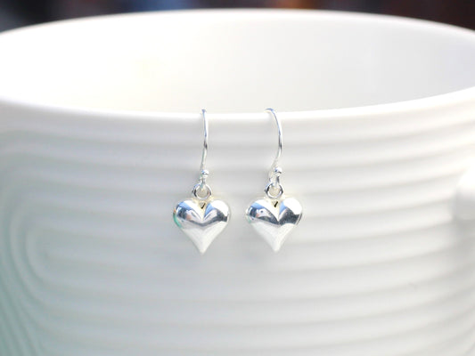 Mothers day earrings. Heart earrings in sterling silver.
