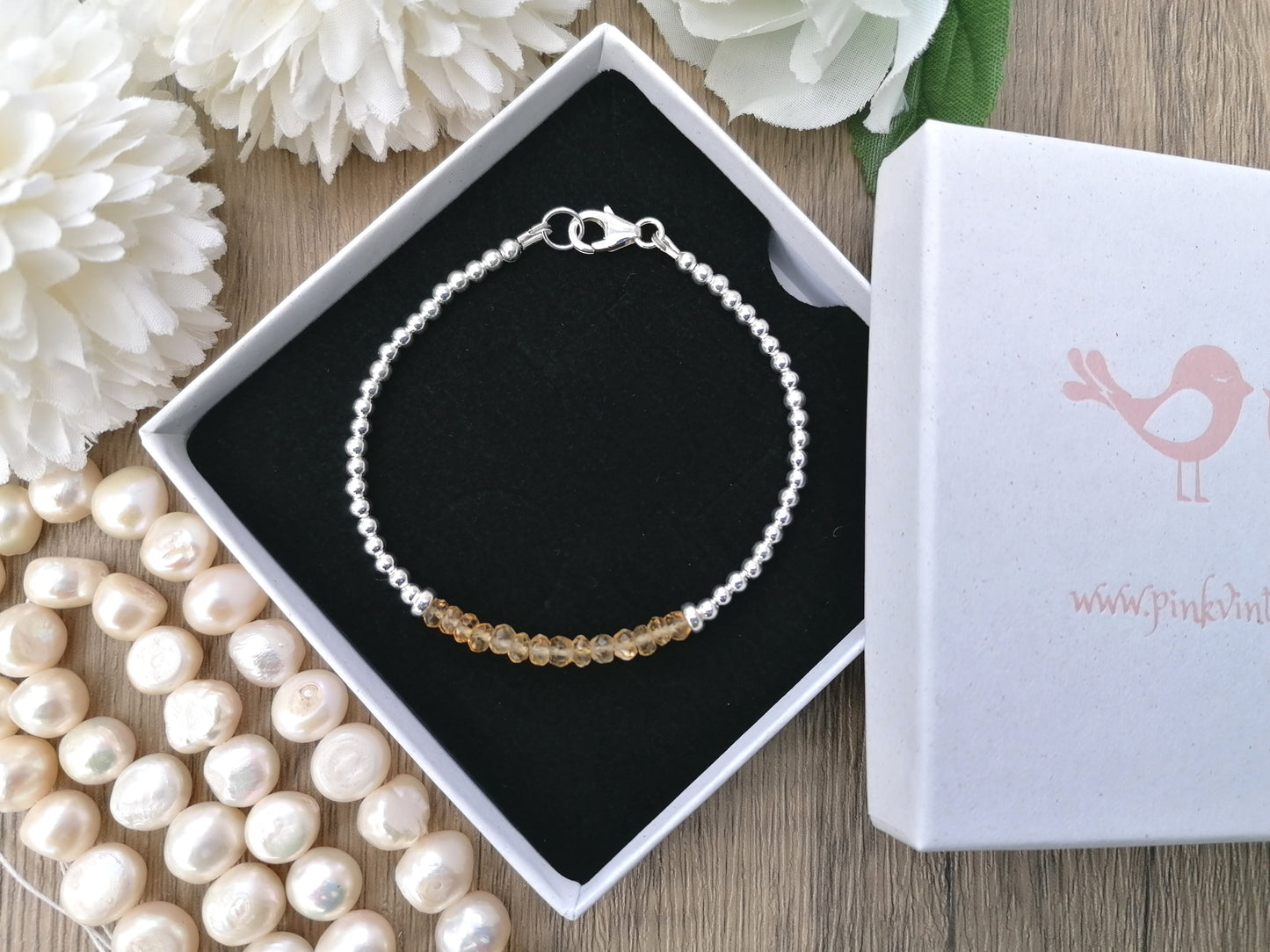 Citrine bracelet in sterling silver. November birthstone.