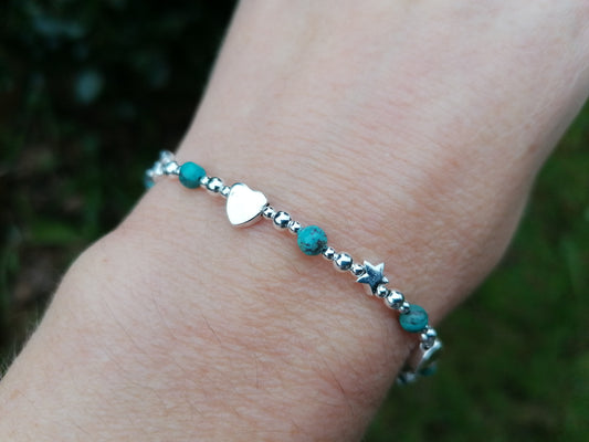 Turquoise bracelet in silver. December birthday gift.
