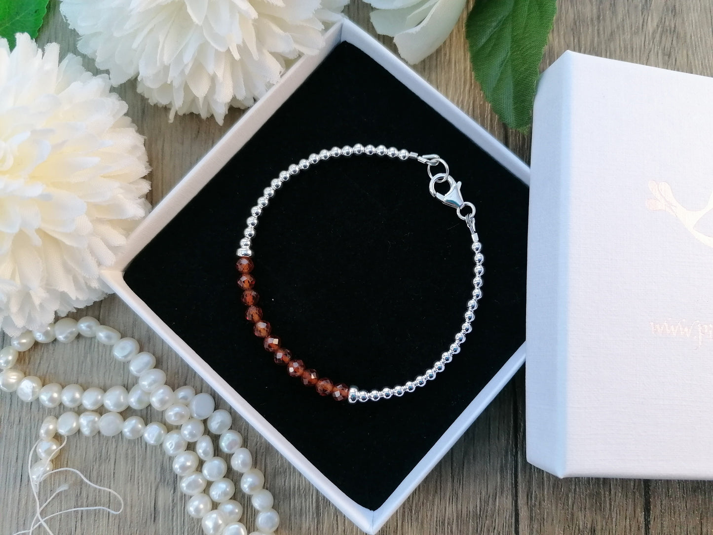 Spessartine garnet bracelet in sterling silver.