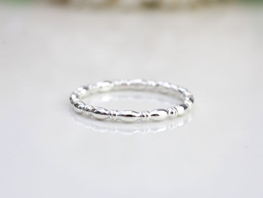 oval beaded ring in silver