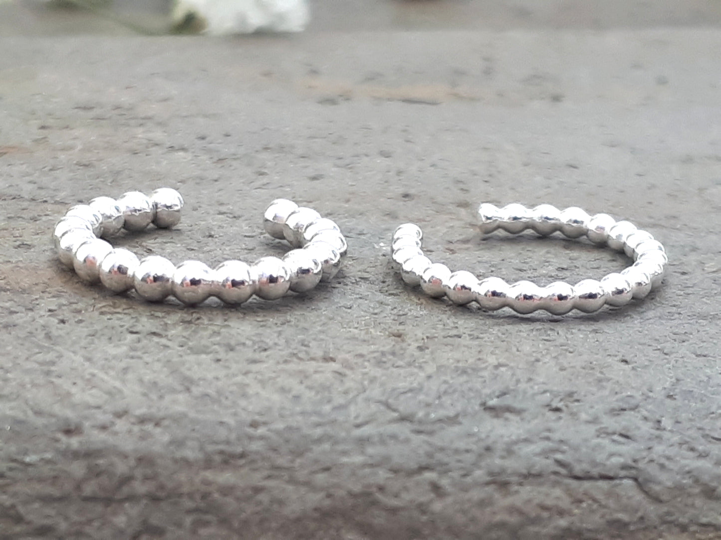 Sterling silver ear cuff. Beaded ear cuff.
