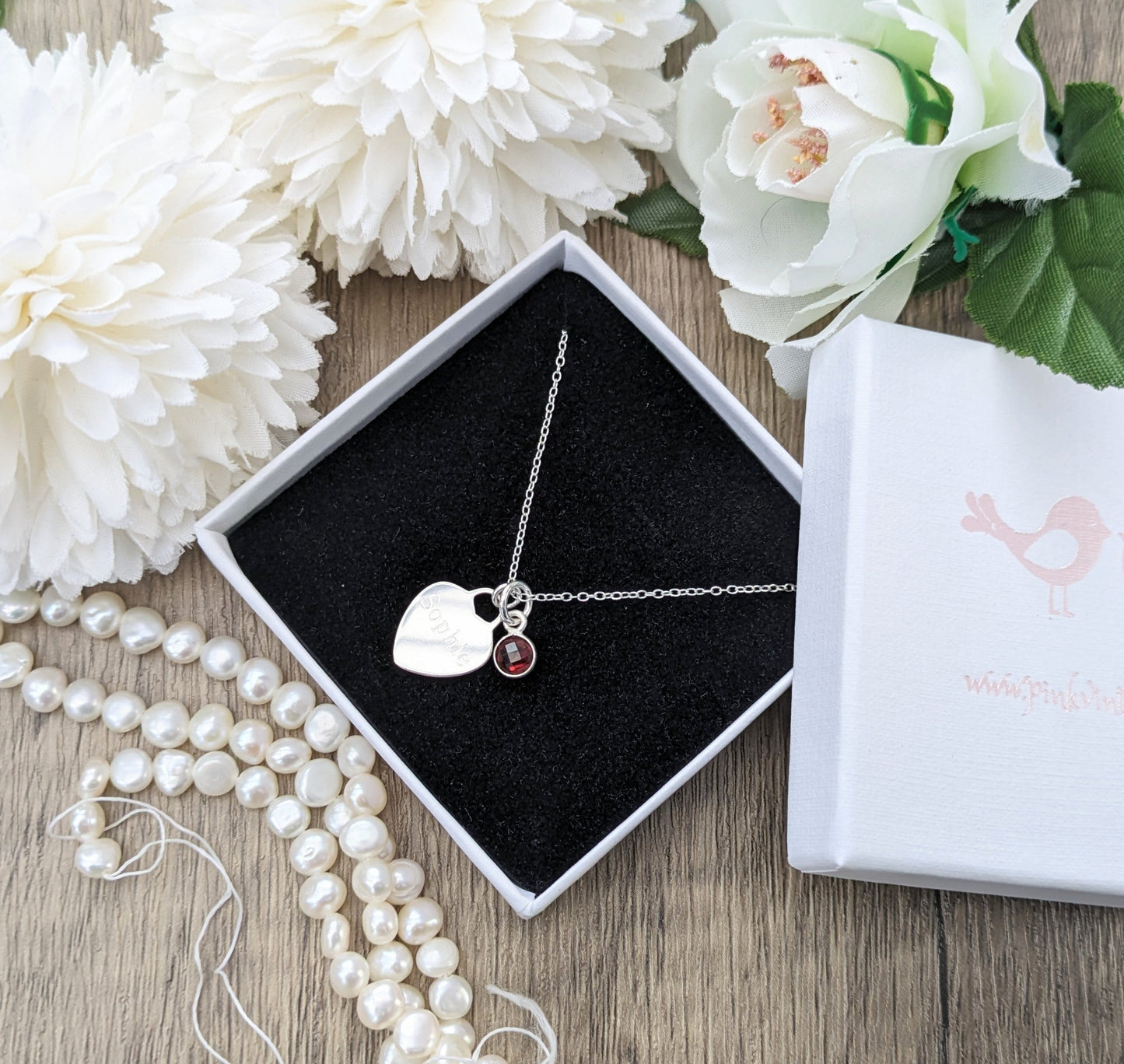 Personalised Mothers day necklace with birthstone.