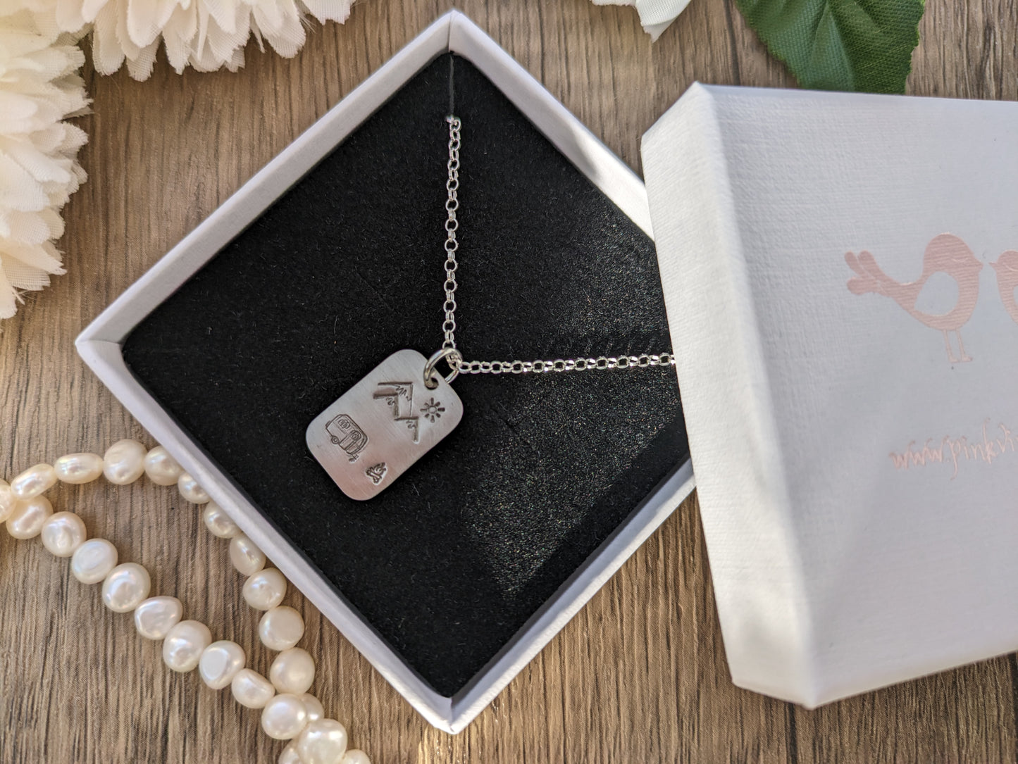 Caravan necklace, camping necklace, mountain necklace.