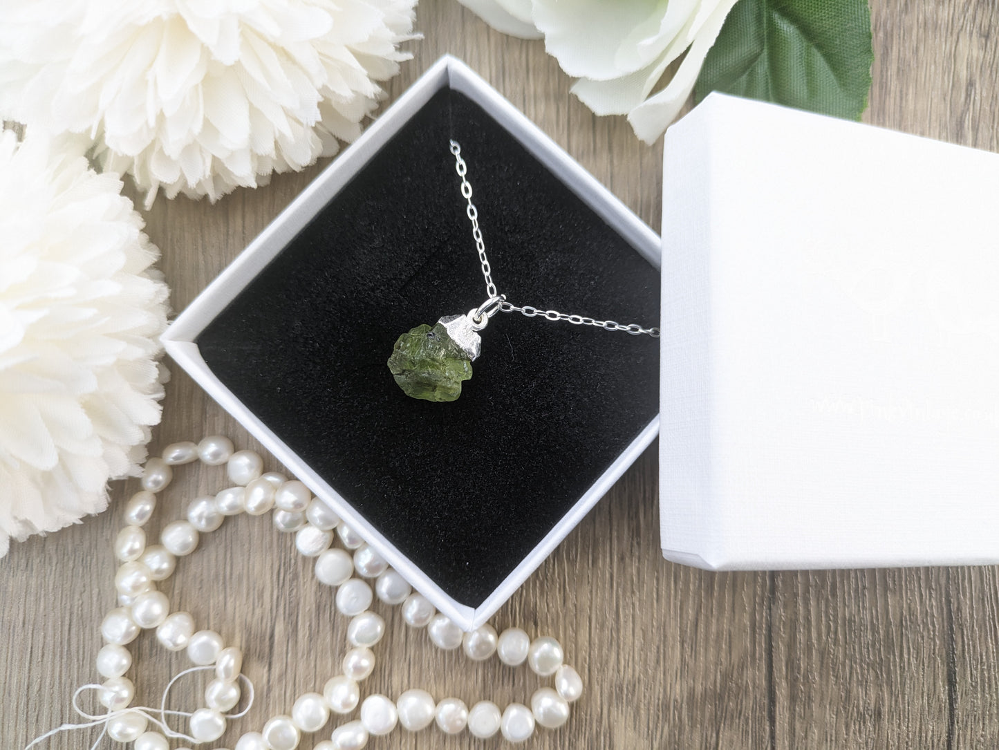 August birthstone necklace. Raw peridot necklace.