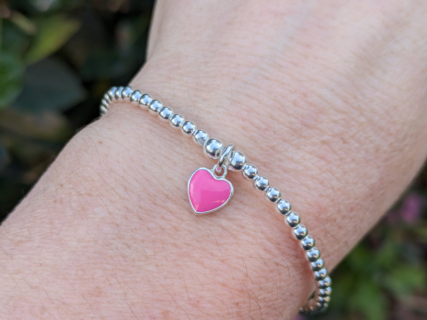 Pink heart bracelet. Mothers day bracelet.