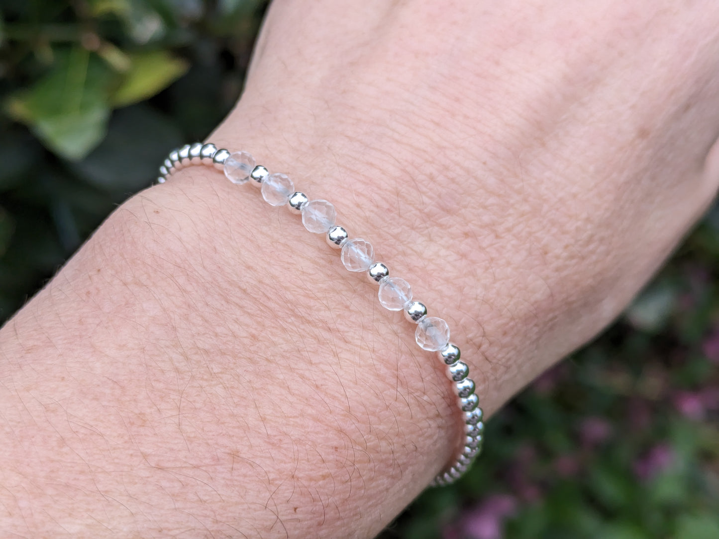 Quartz milestone bracelet in sterling silver.
