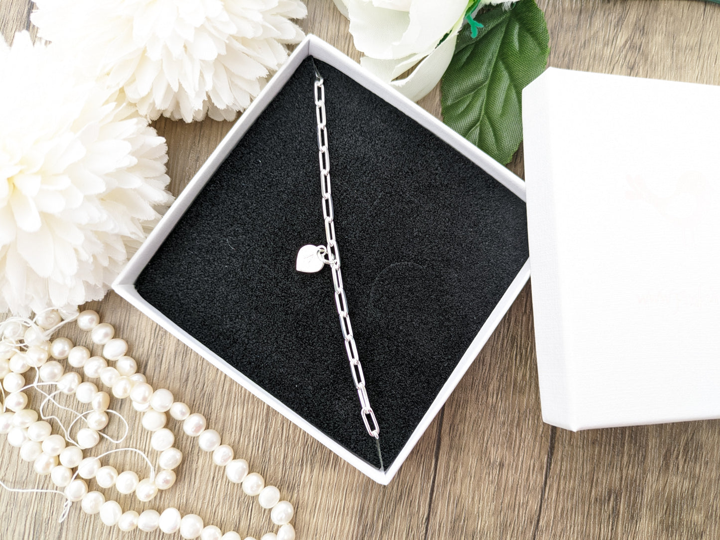Paperclip bracelet with initial.