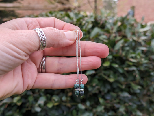 Emerald threader earrings