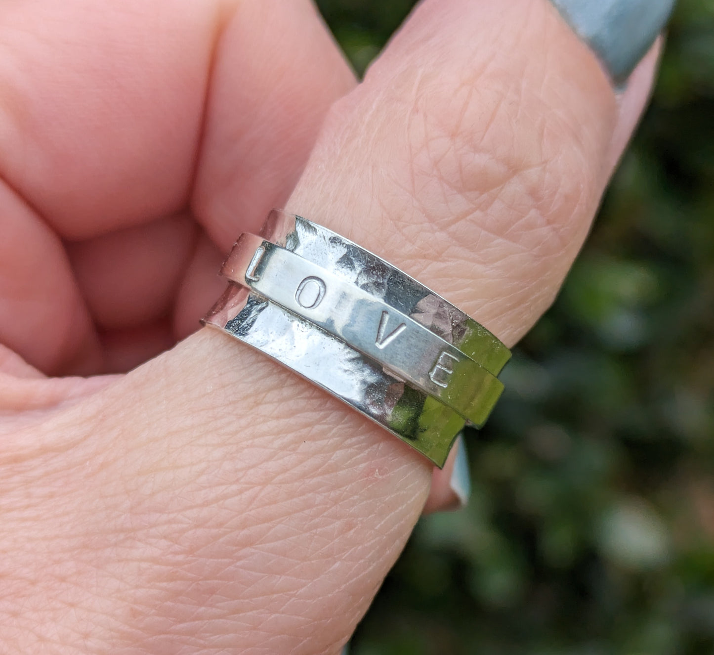 Personalised LOVE spinner ring. Size Q UK 8 USA. Ready to ship.