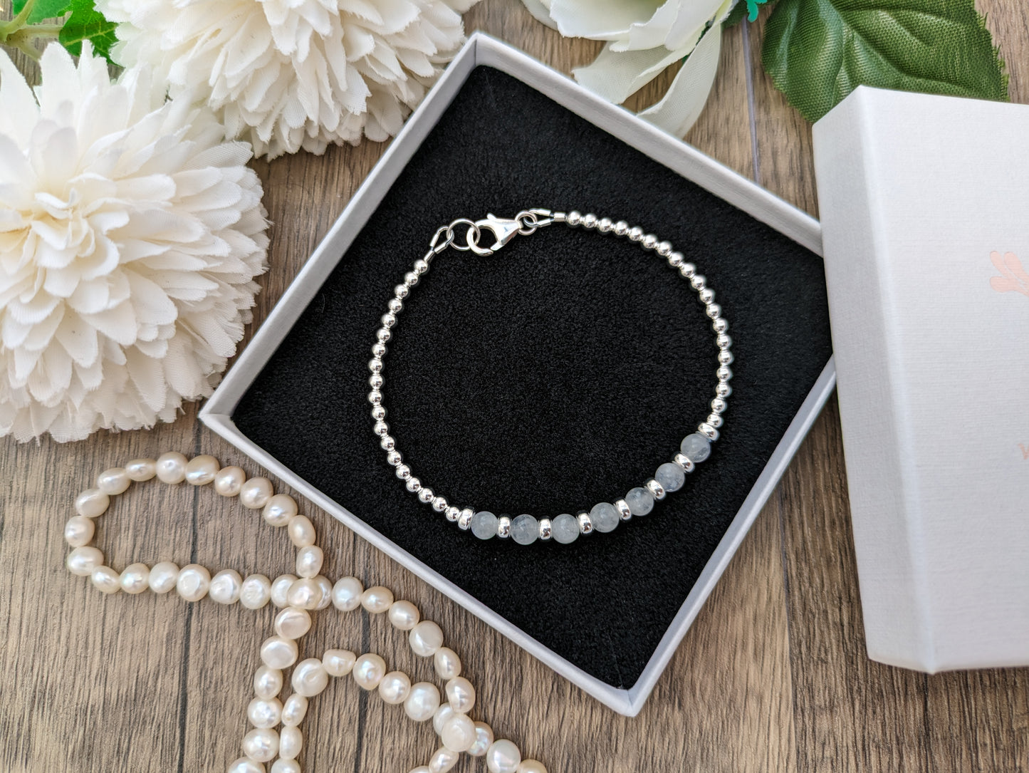 Moonstone bracelet in silver - can be personalised.