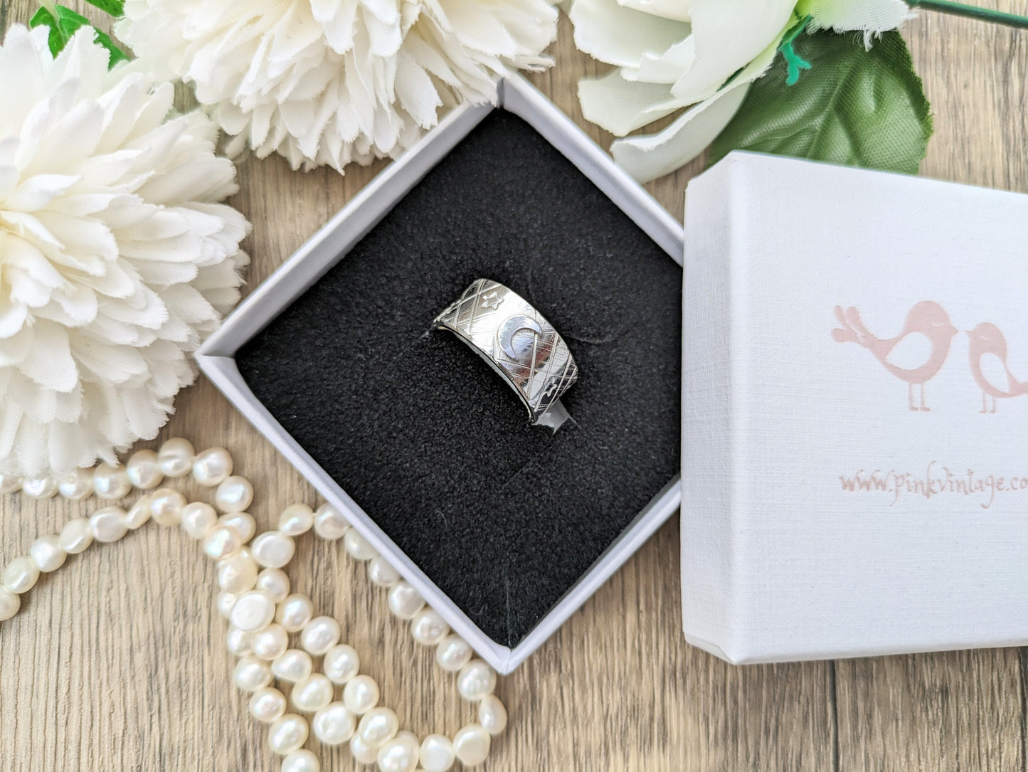 Celestial ring made of recycled sterling silver.