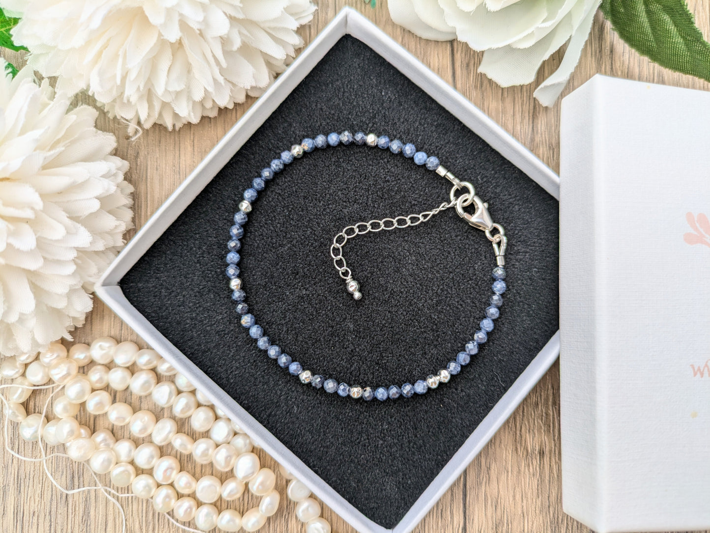 Natural sapphire bracelet. September birthstone.