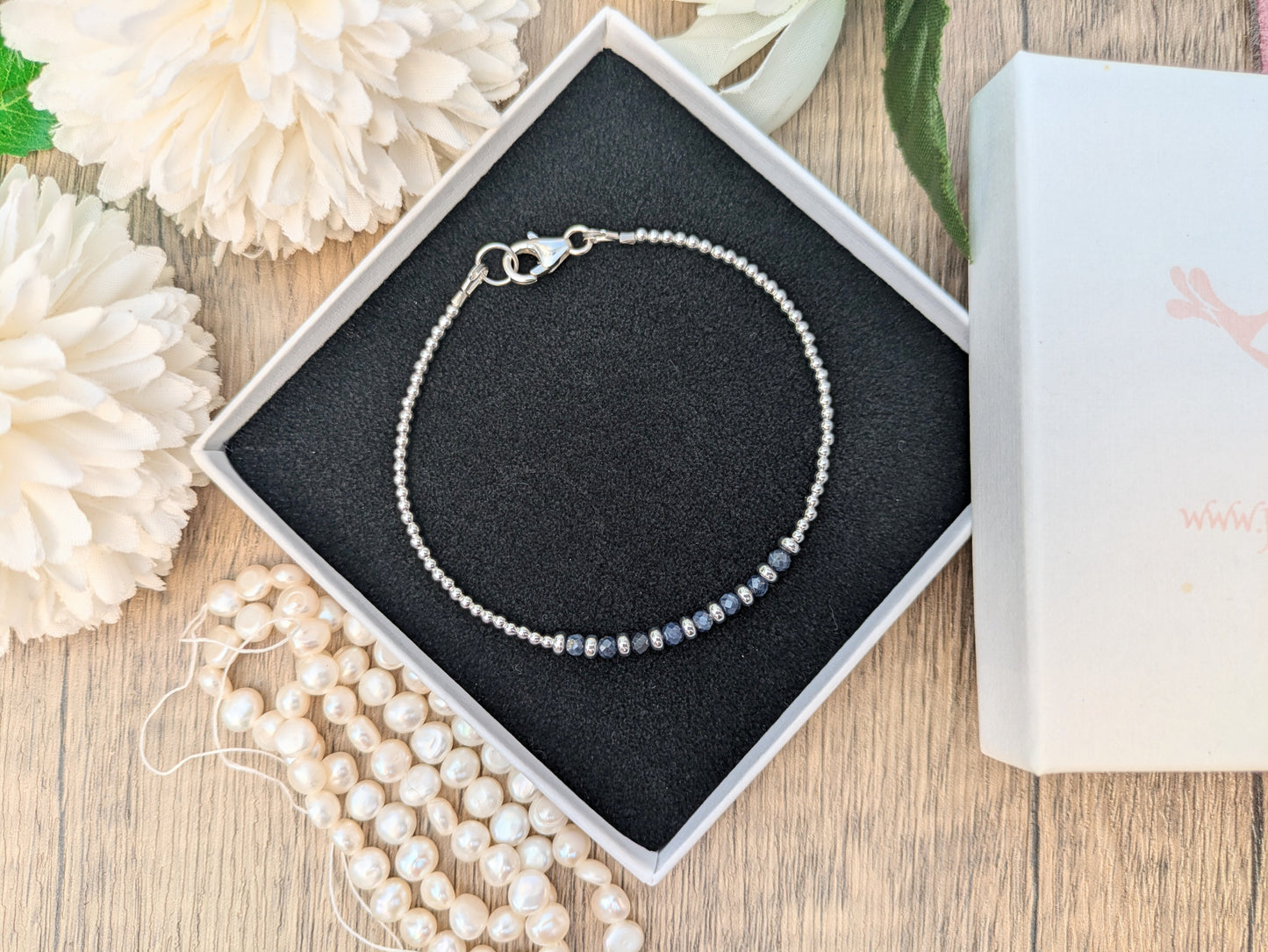 Sapphire bracelet - personalised with any initial, number or zodiac sign.