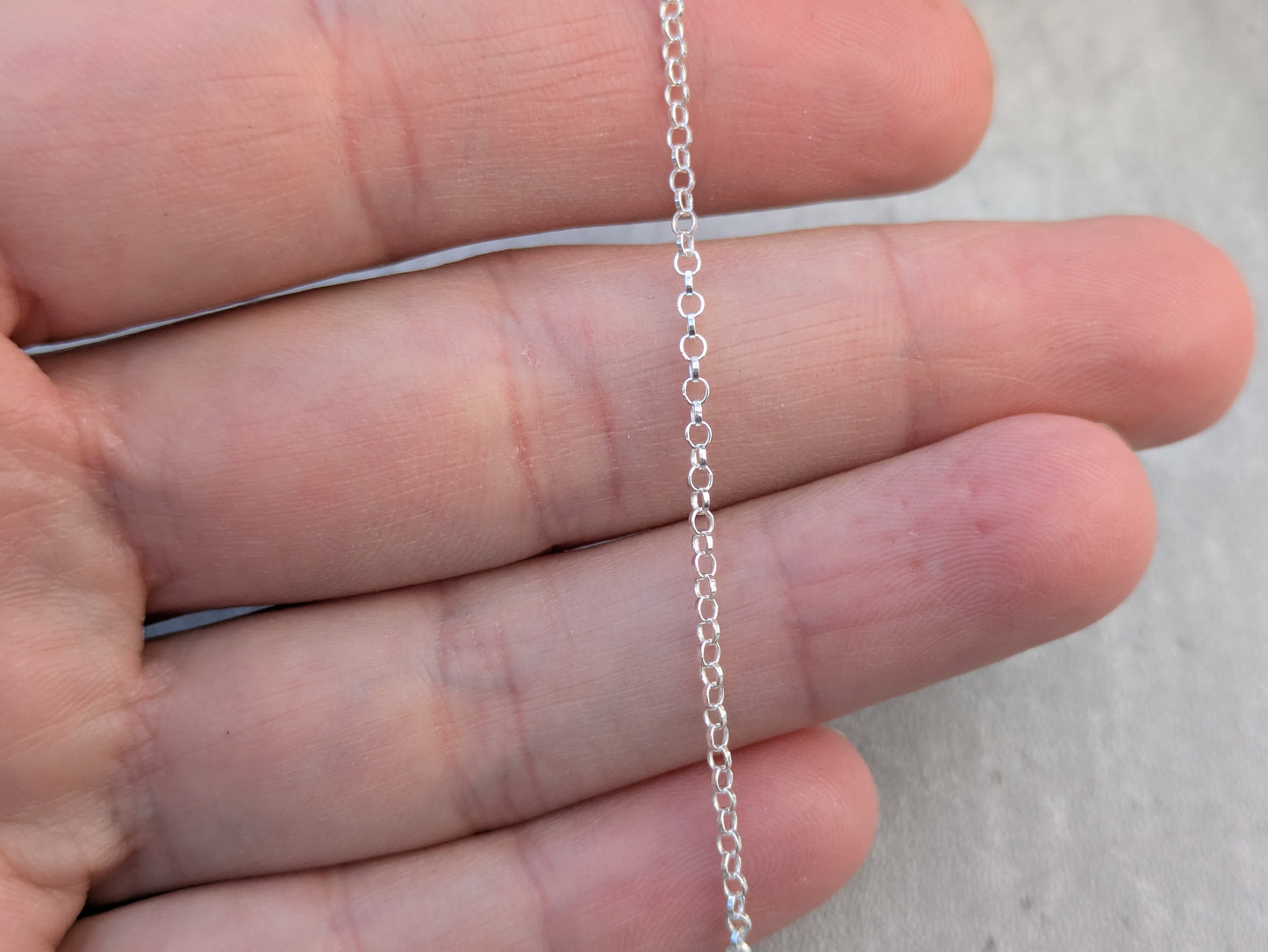 Sterling silver dainty belcher chain.