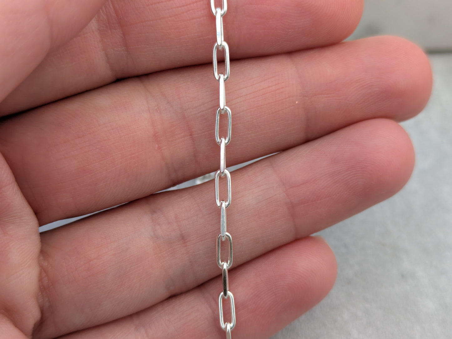 Sterling silver medium paperclip chain necklace.