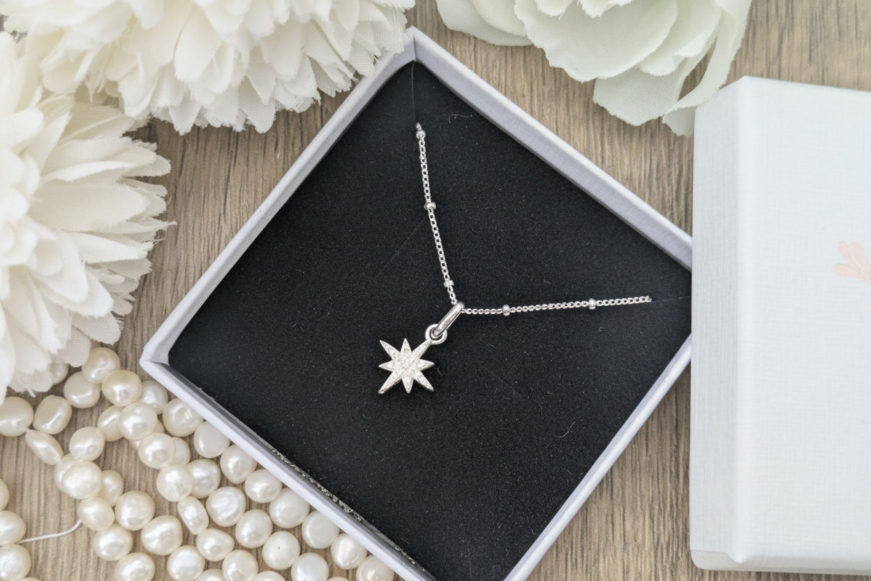North Star Pendant Necklace in Sterling Silver | 16th Birthday Gift