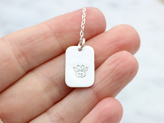 paw print necklace sterling silver