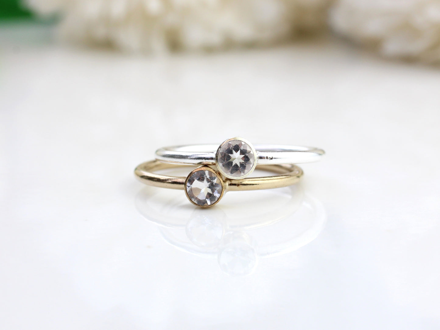 Quartz ring in silver or gold. April birthstone ring.