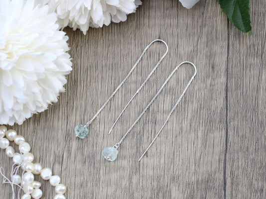 aquamarine threader earrings