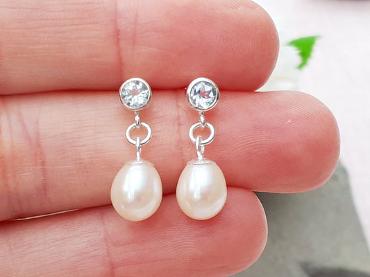 aquamarine and pearl drop earrings