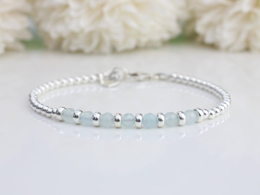 aquamarine bracelet in silver