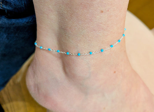 blue enamel anklet