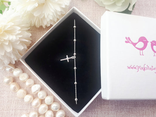 cross bracelet sterling silver