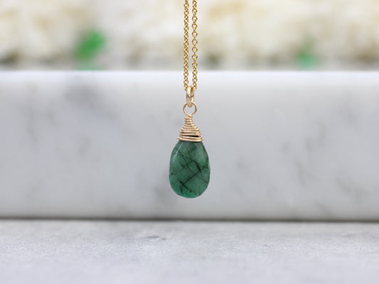 emerald necklace in silver or gold