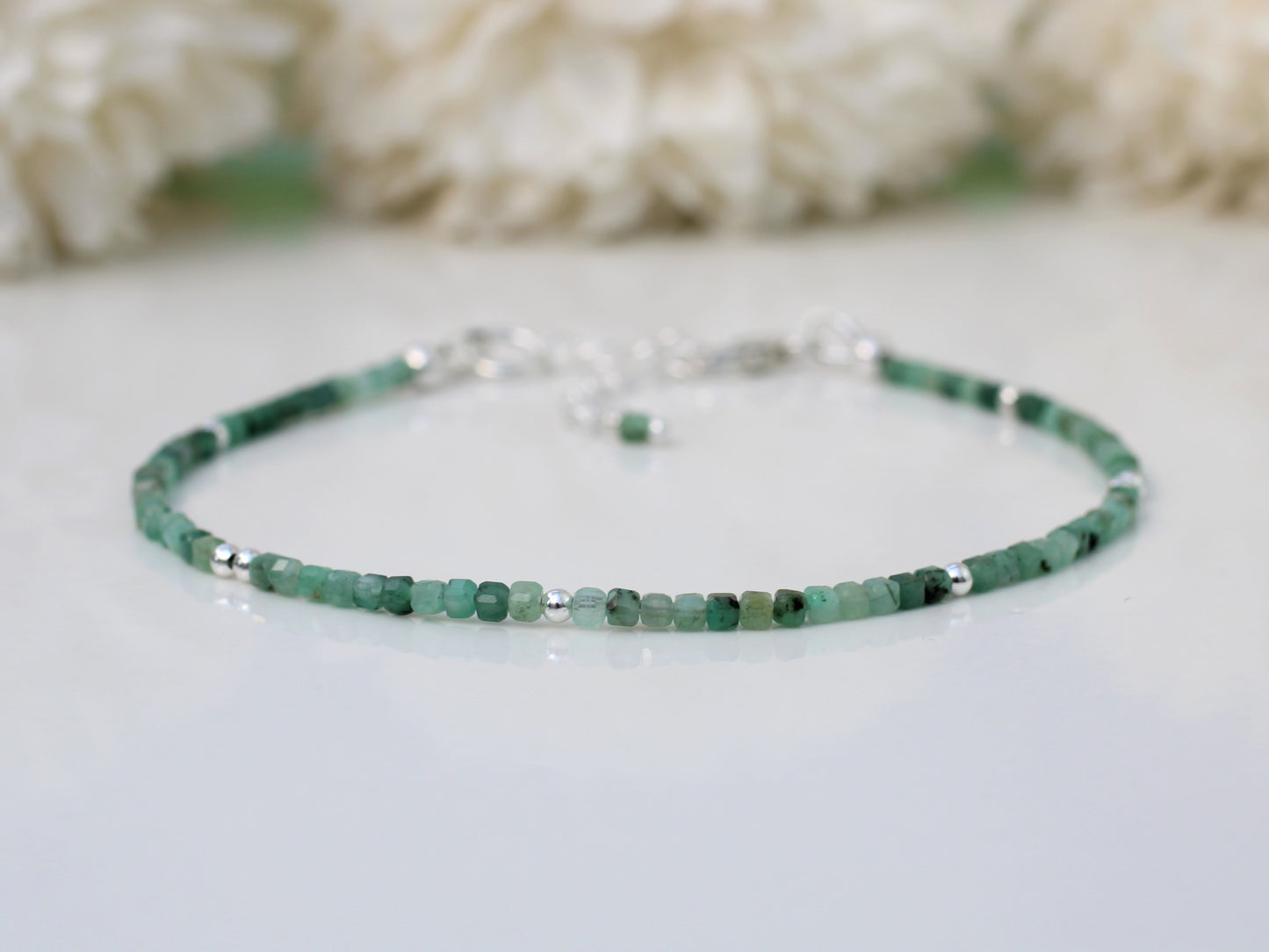Emerald silver bracelet.