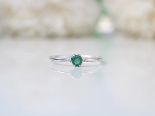 Emerald stacking ring in silver or gold.