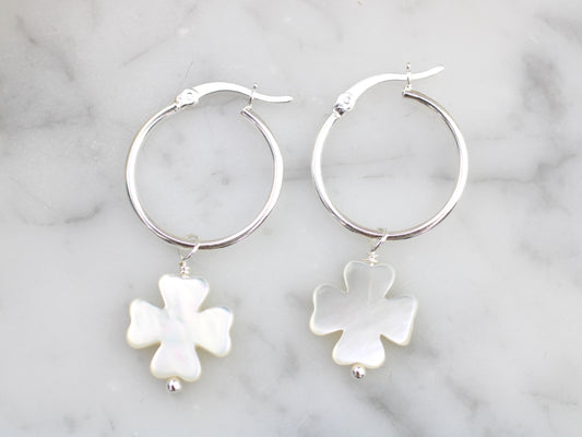 four leaf clover hoop earrings