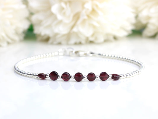 garnet coin bead bracelet