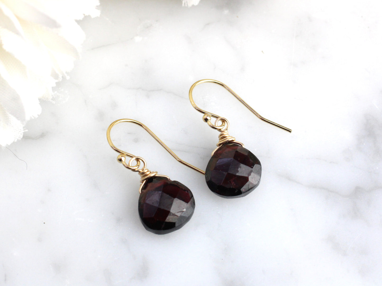 garnet drop earrings
