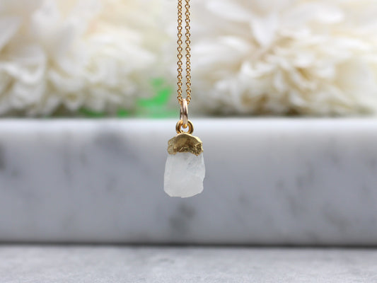 Gold moonstone necklace. June birthstone necklace.