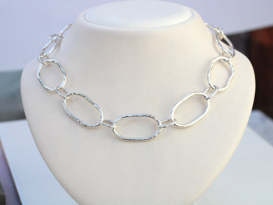 Handmade chunky silver chain necklace.