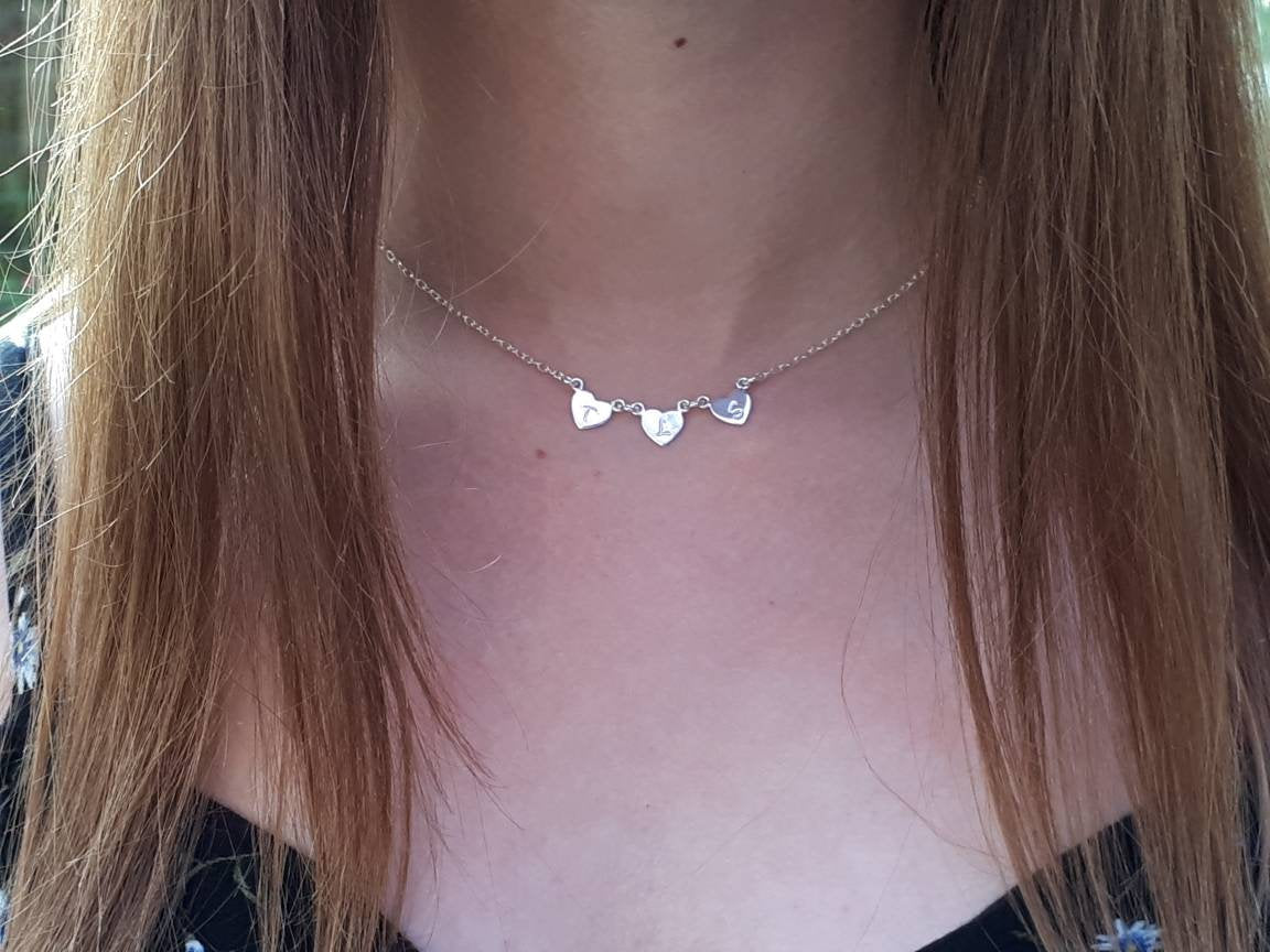 Personalised initial necklace in sterling silver.