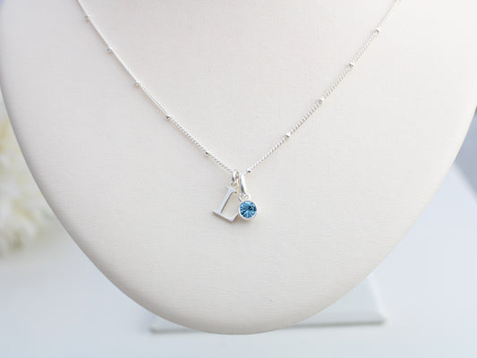 initial and birthstone necklace